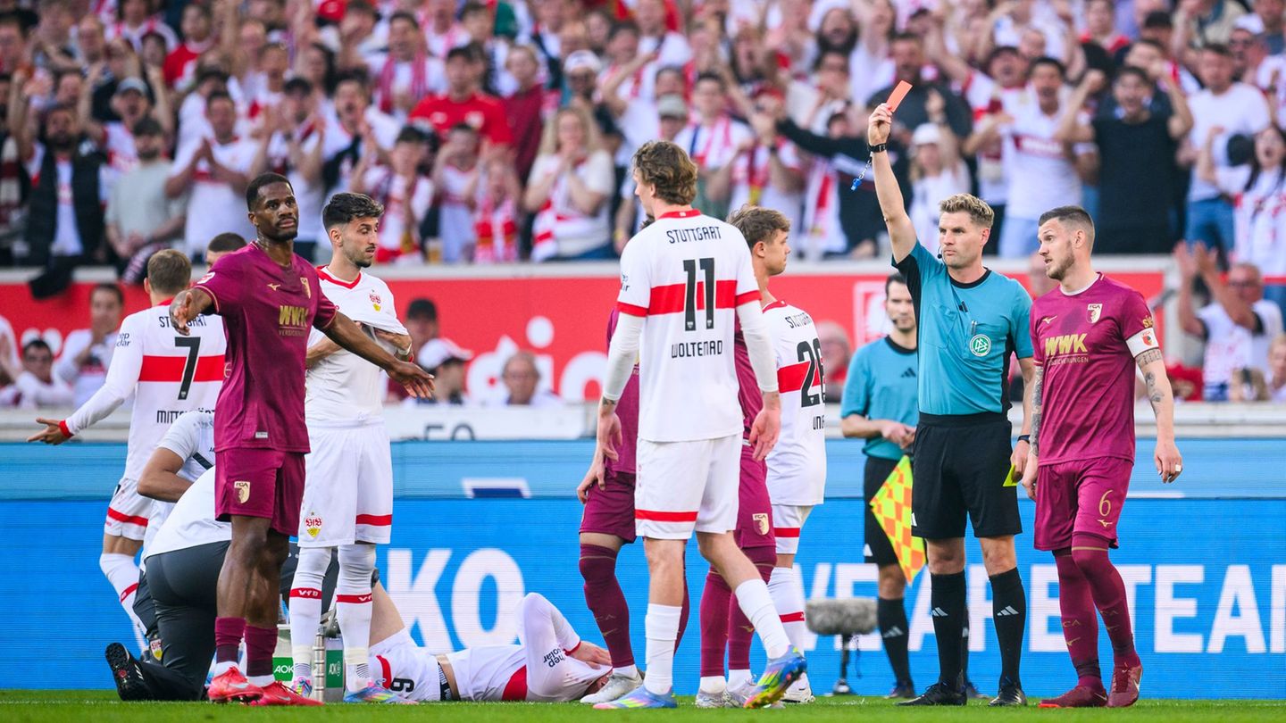 Fußball-Bundesliga: Tränen und Tore: Stiller-Aus bei VfB-Sieg gegen Augsburg