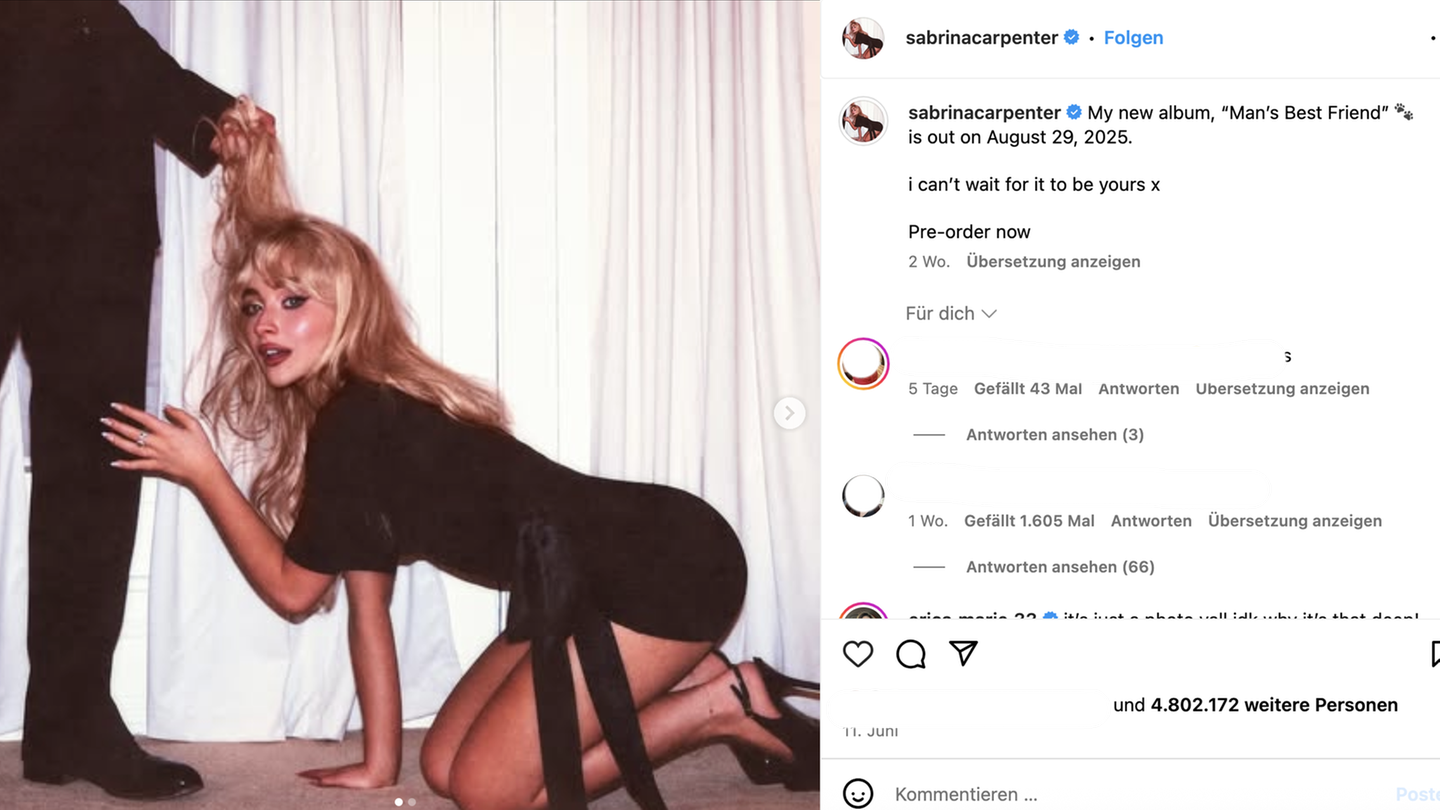 US-Sängerin: Auf die Knie – und wer verliert? Sicher nicht Sabrina Carpenter