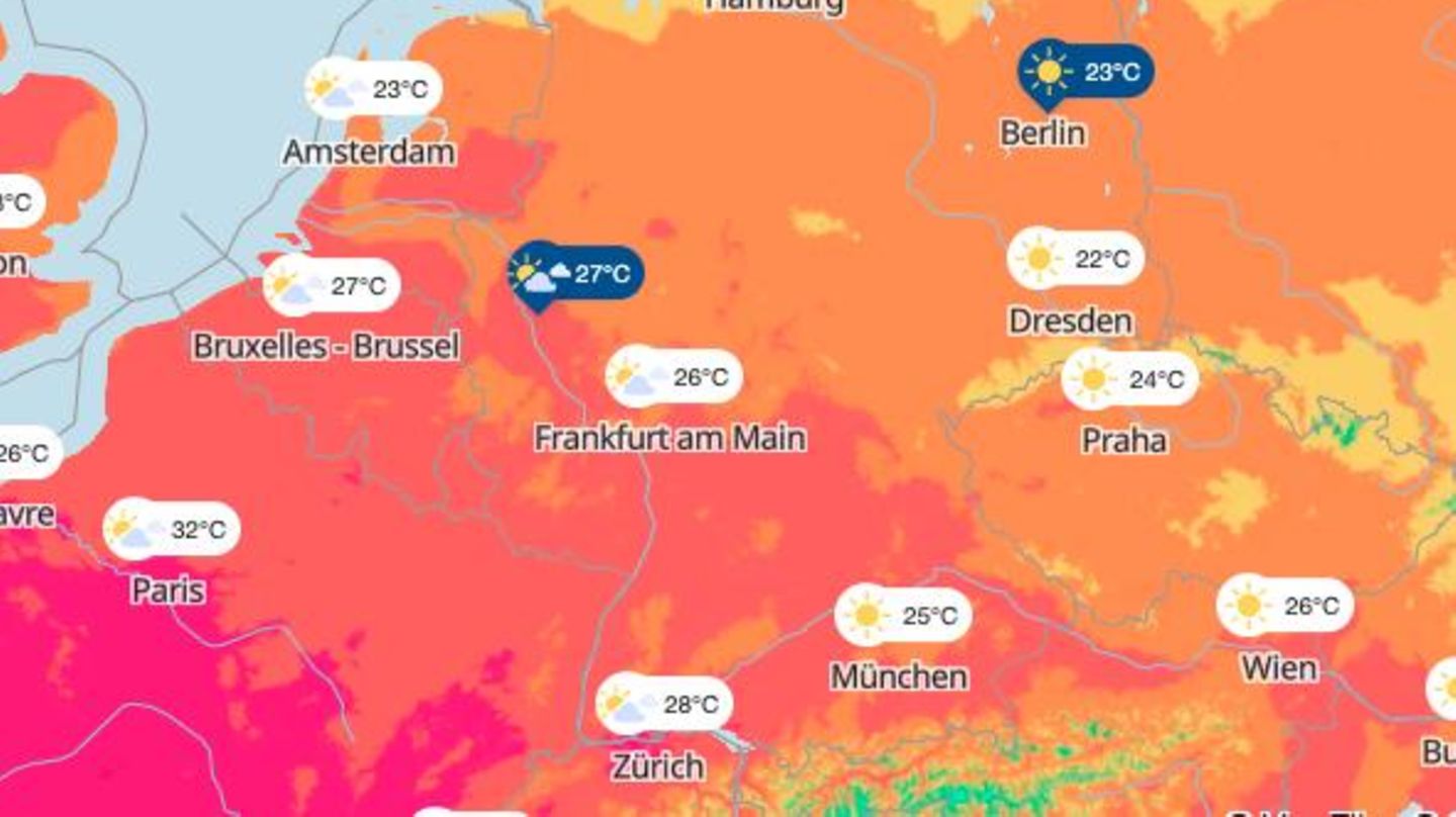 Hitzewelle: Bis zu 37 Grad am Wochenende: Diese Karten zeigen, wo es besonders heiß wird