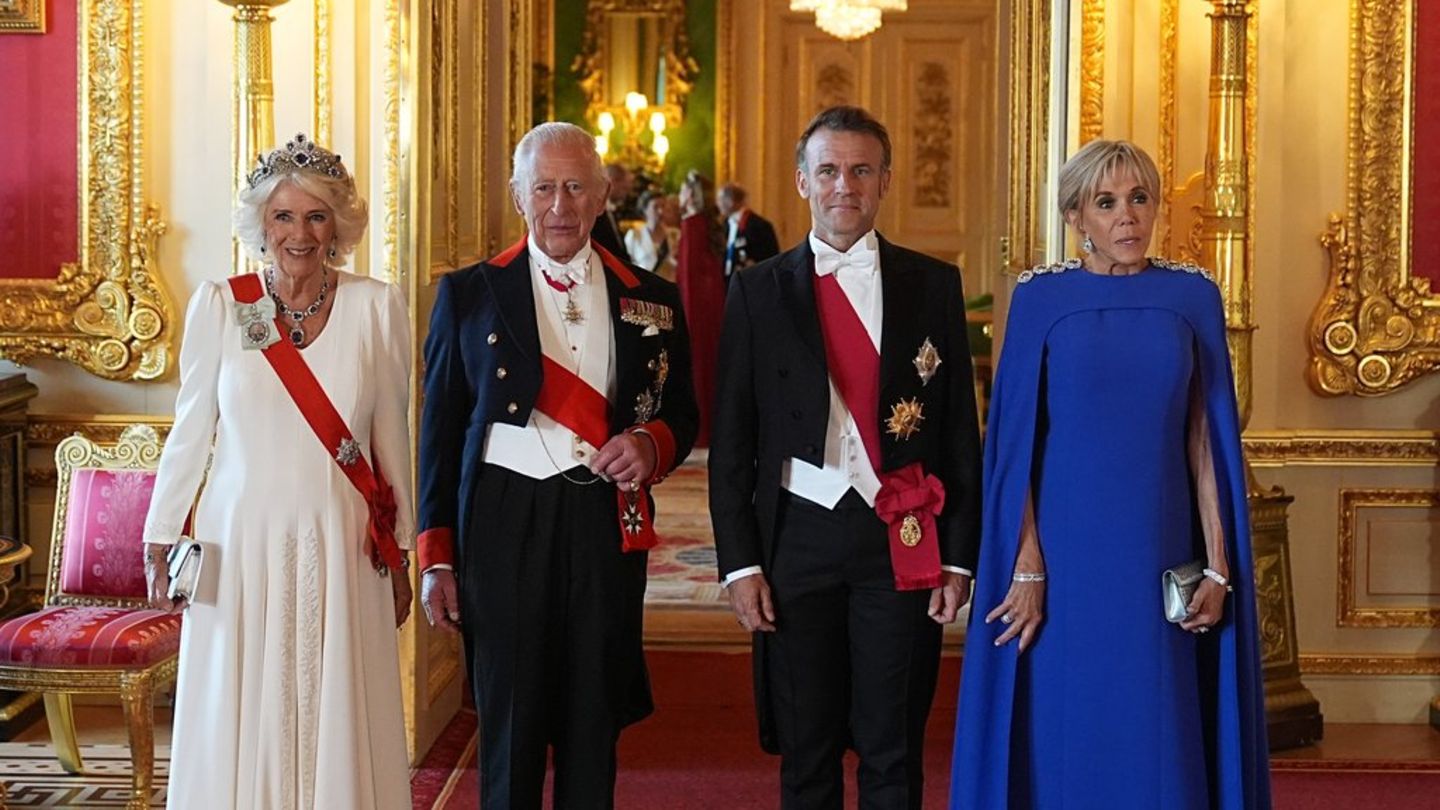Beim Staatsbankett: König Charles begrüßt die Macrons en français