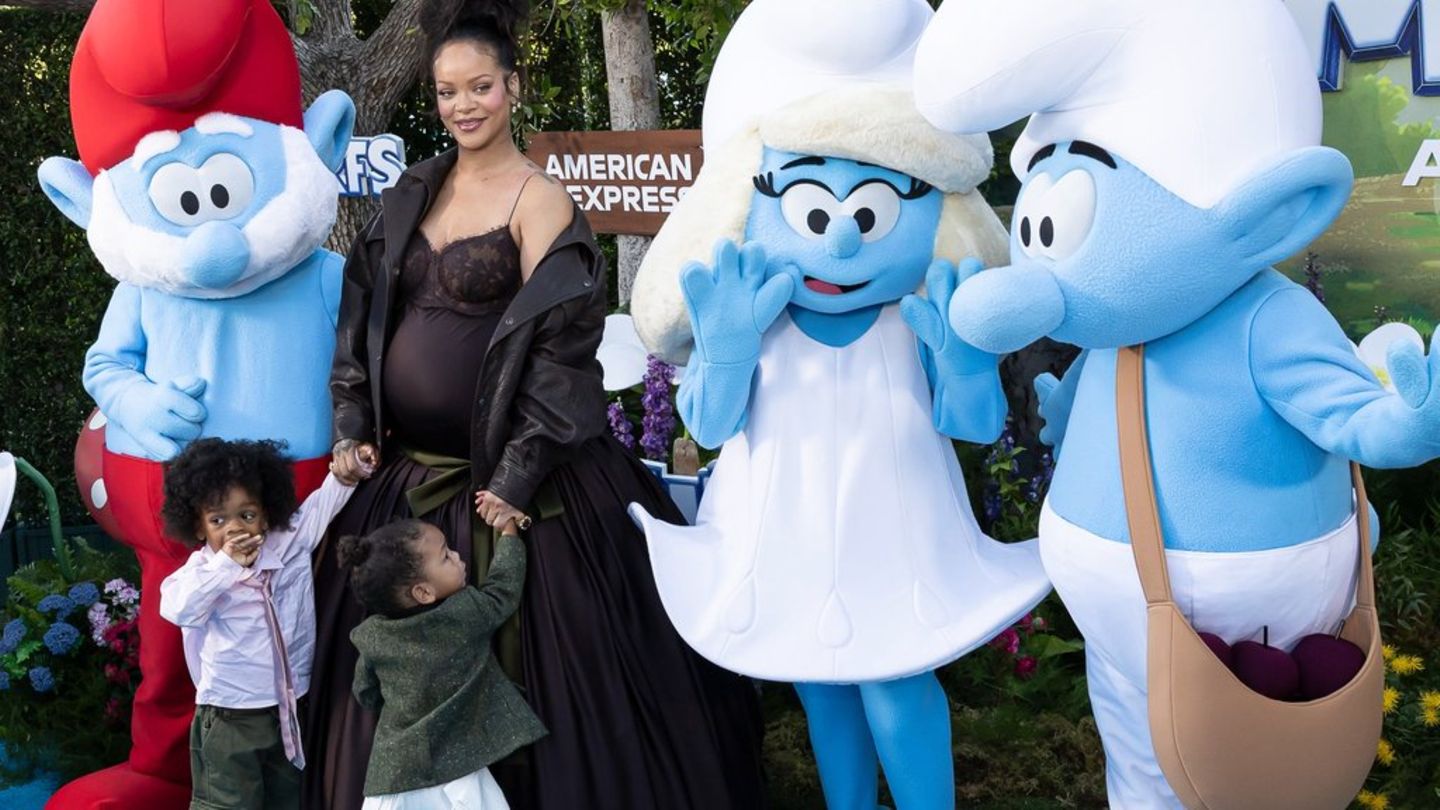 Rihanna: Mit ihren Söhnen bei „Schlümpfe“-Premiere