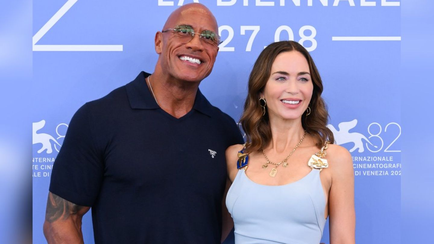 Emily Blunt und Dwayne Johnson: Strahlende Co-Stars in Venedig